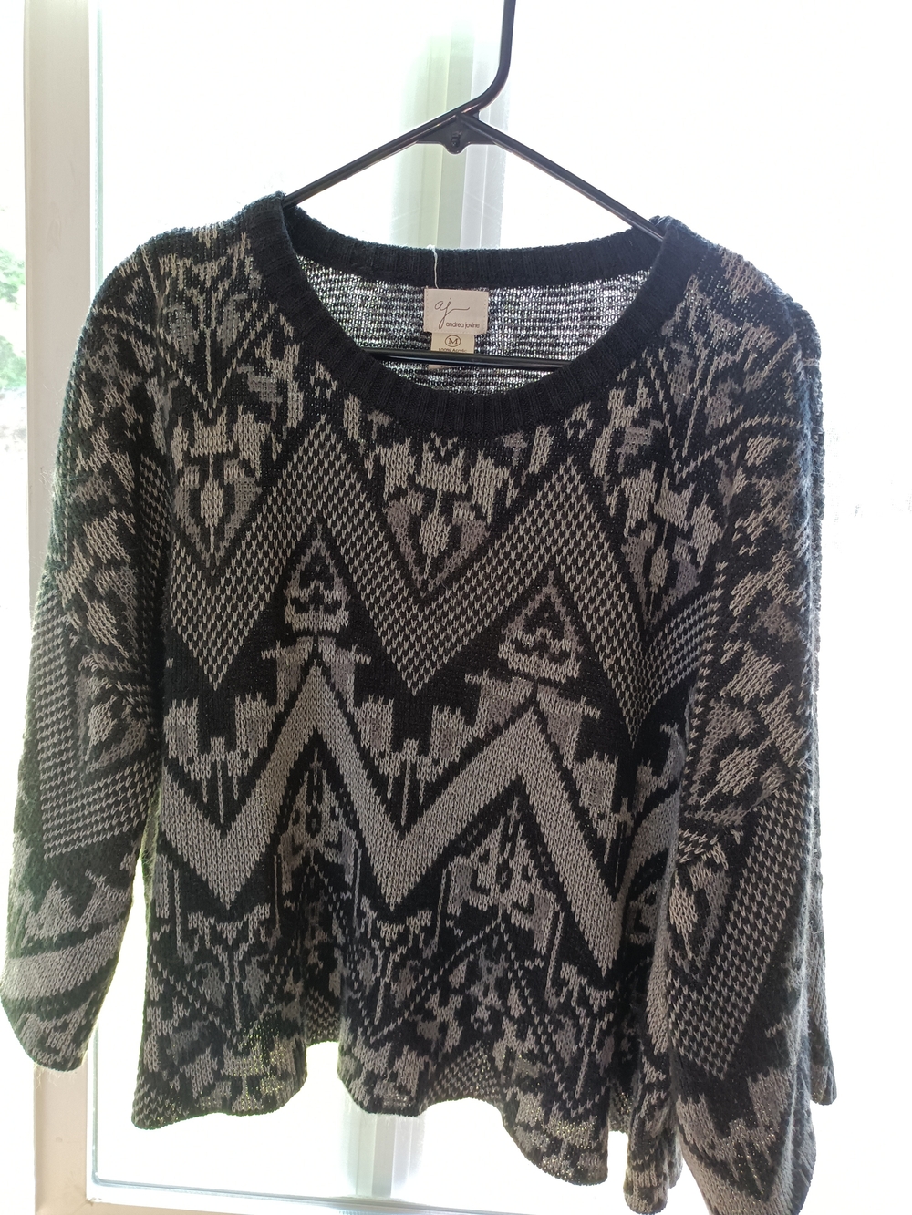 Classic Black and Gray Patterned Women’s Sweater/Shawl